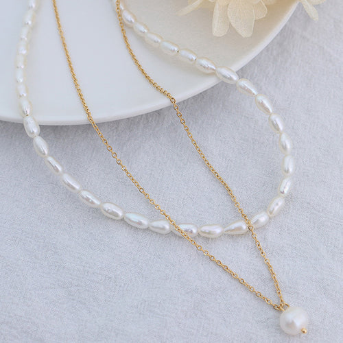 Aurélie Gold-Plated Double-Layered Freshwater Pearl Necklace
