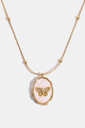 Butterfly Shell Pendant Copper Necklace for Women