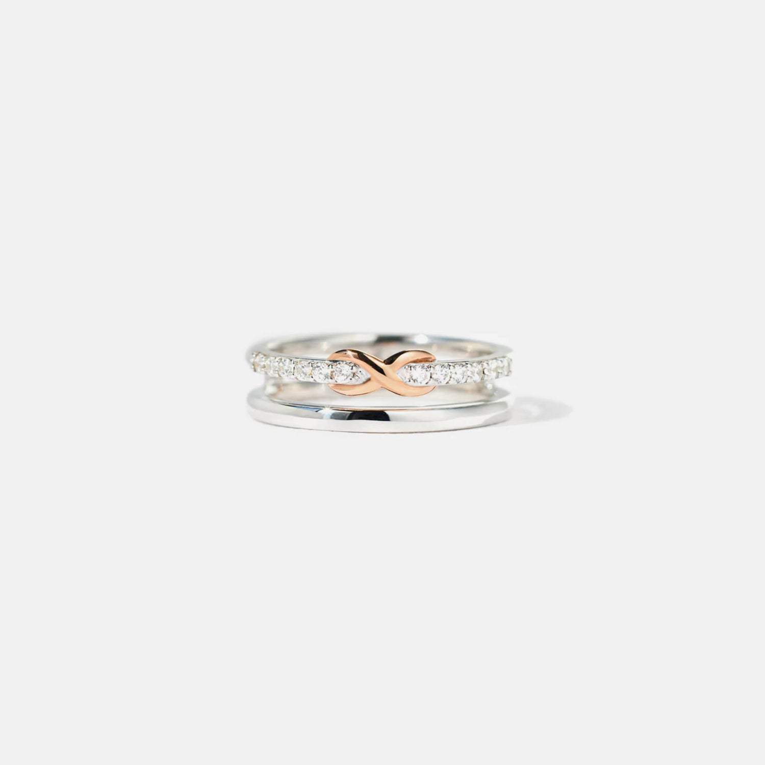 Double-Layered Zircon 925 Sterling Silver Ring