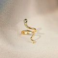 Snake Shape 18K Gold-Plated Bypass Ring for Women