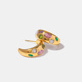 Stainless Steel Inlaid Geometric Zircon Earrings for Women