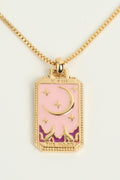 Sun and Moon Tarot Card Pendant Copper Necklace for Women