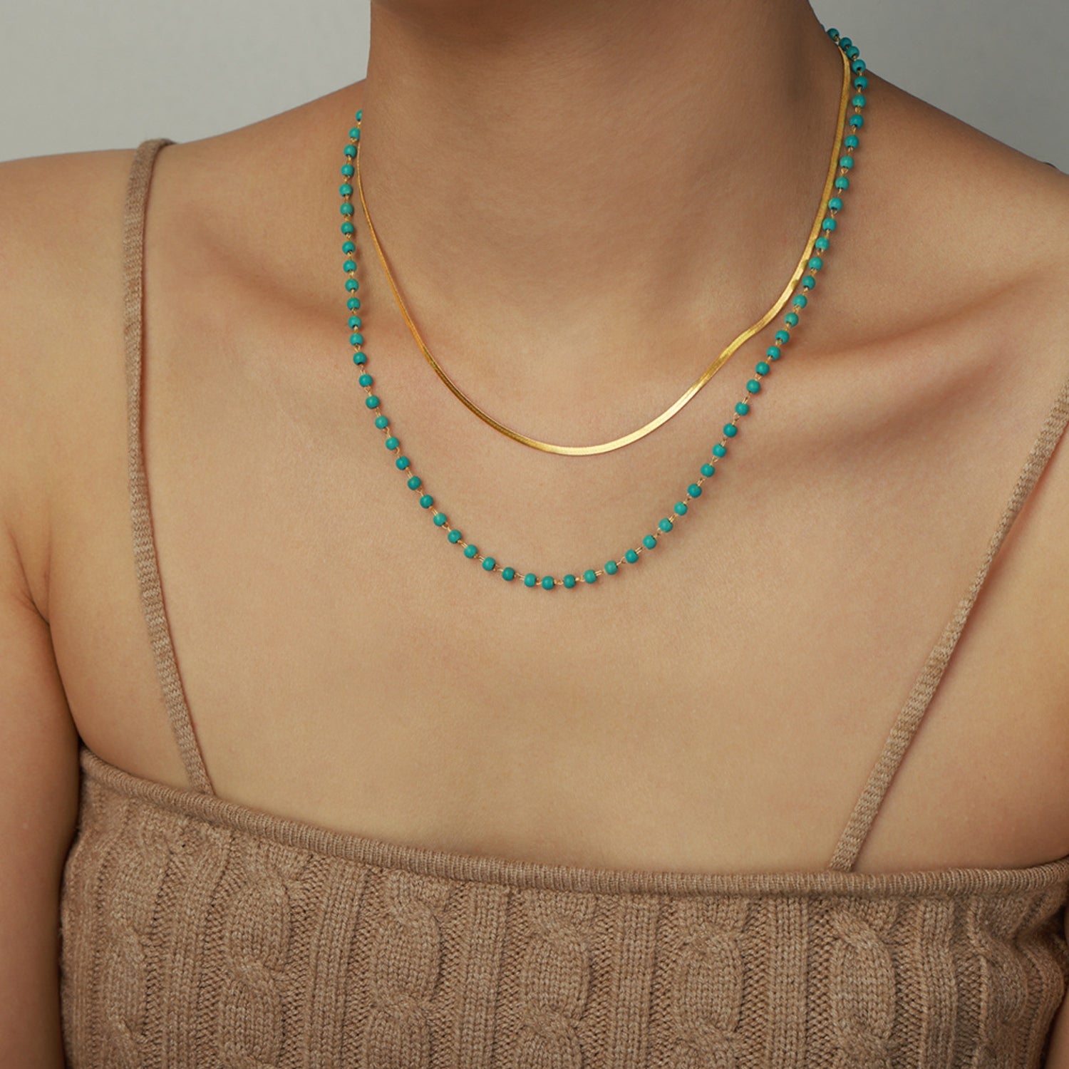 turquoise-titanium-steel-double-layered-necklace